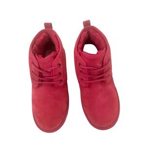 UGG Neumel Red Suede Lace Up Sheepskin Lined Chukka Boots Womens 9